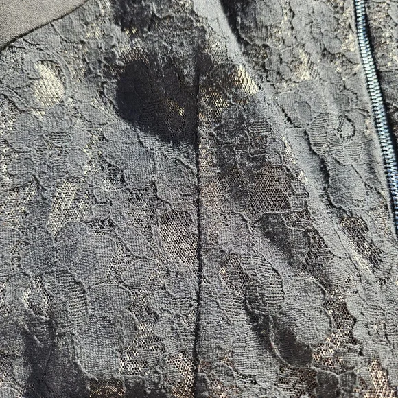 Bcbgmaxazria Dress Women's Black Size Medium Lace Back Ruched Waist BCBG - Picture 12 of 16